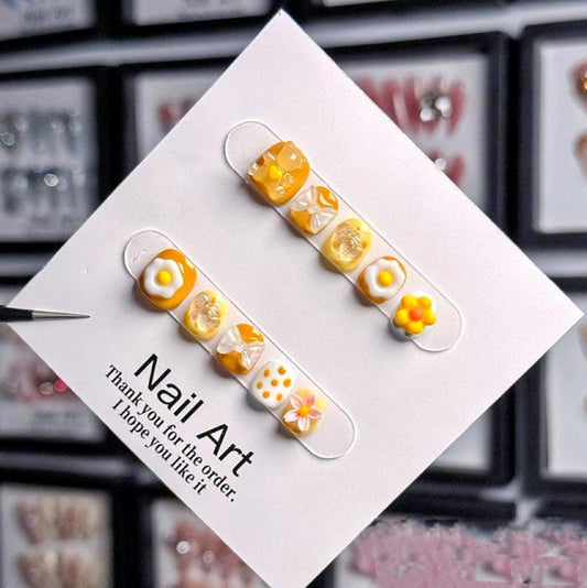 yellow bear kids press-on nails